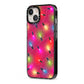 Christmas Lights iPhone 13 Black Impact Case Side Angle on Silver phone