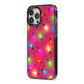 Christmas Lights iPhone 13 Pro Max Black Impact Case Side Angle on Silver phone