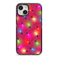 Christmas Lights iPhone 14 Black Impact Case on Silver phone
