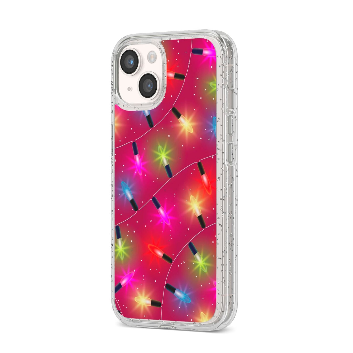 Christmas Lights iPhone 14 Glitter Tough Case Starlight Angled Image