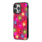 Christmas Lights iPhone 14 Pro Max Black Impact Case Side Angle on Silver phone