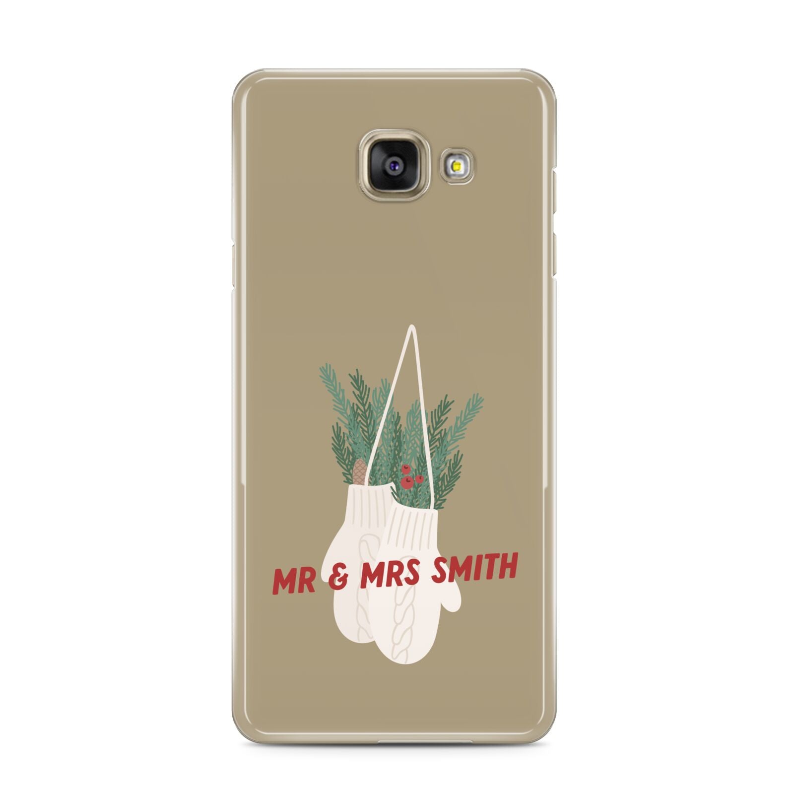 Christmas Mittens Pattern Samsung Galaxy A3 2016 Case on gold phone