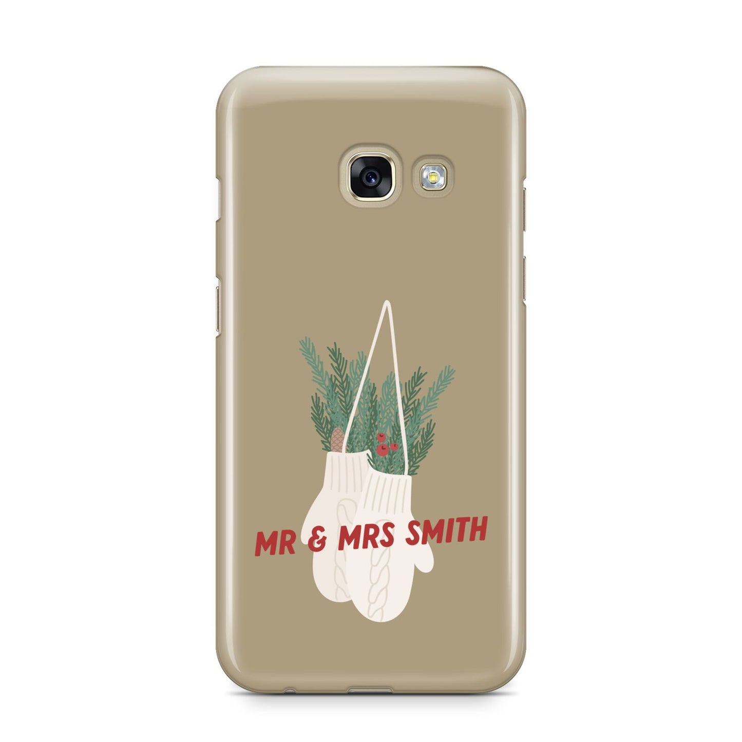 Christmas Mittens Pattern Samsung Galaxy A3 2017 Case on gold phone