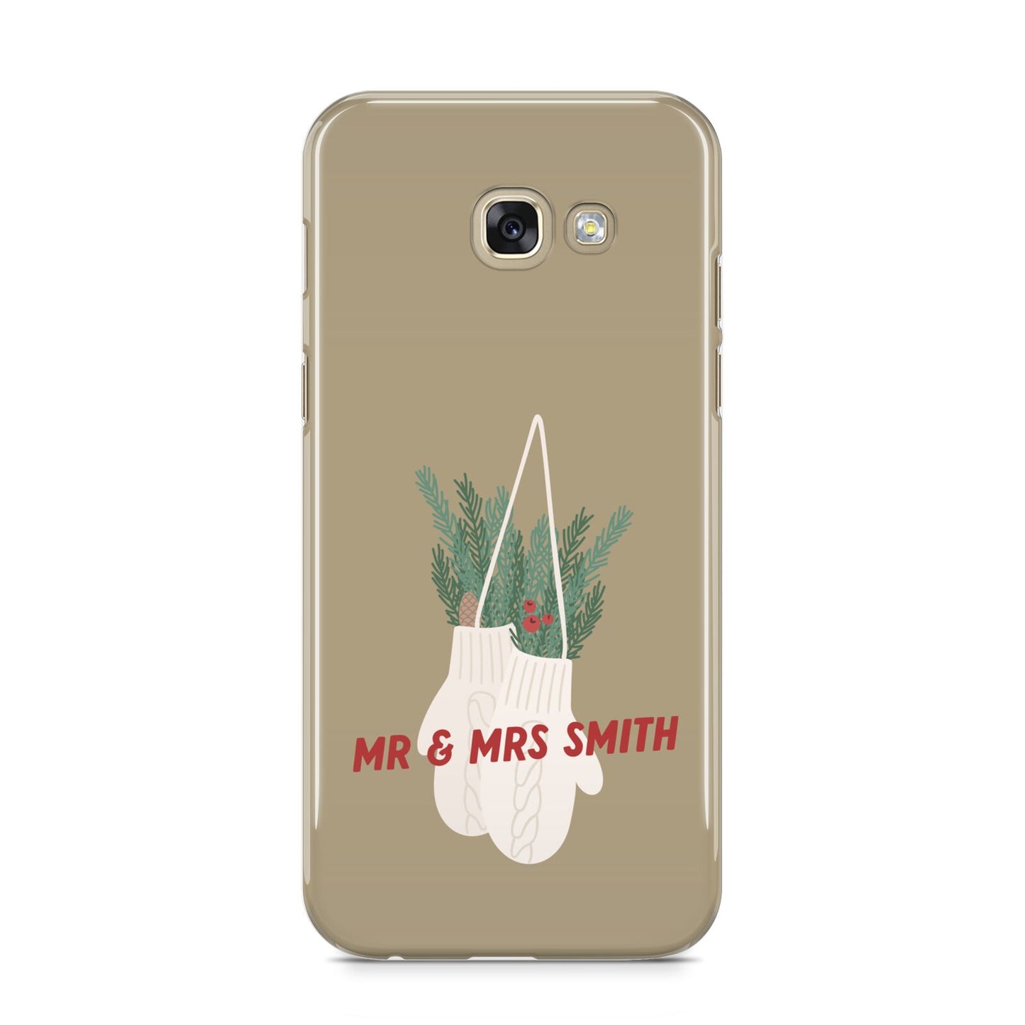 Christmas Mittens Pattern Samsung Galaxy A5 2017 Case on gold phone