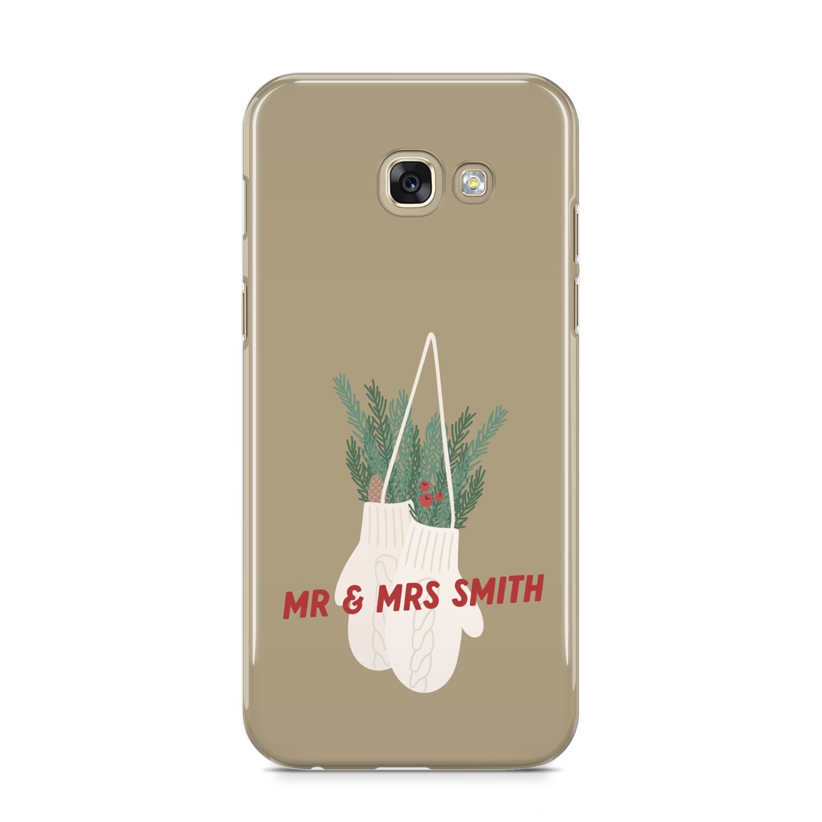 Christmas Mittens Pattern Samsung Galaxy A5 2017 Case on gold phone