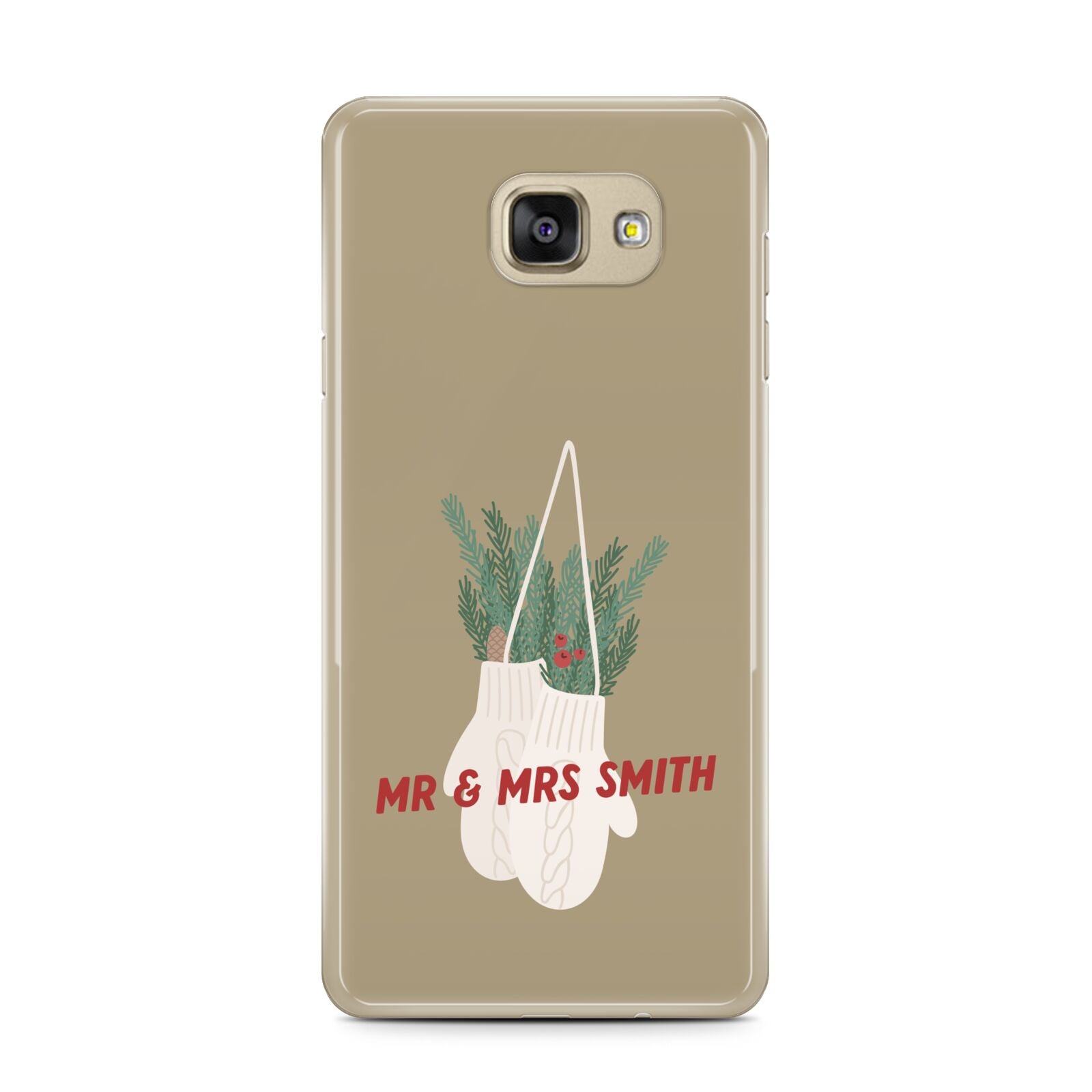 Christmas Mittens Pattern Samsung Galaxy A7 2016 Case on gold phone