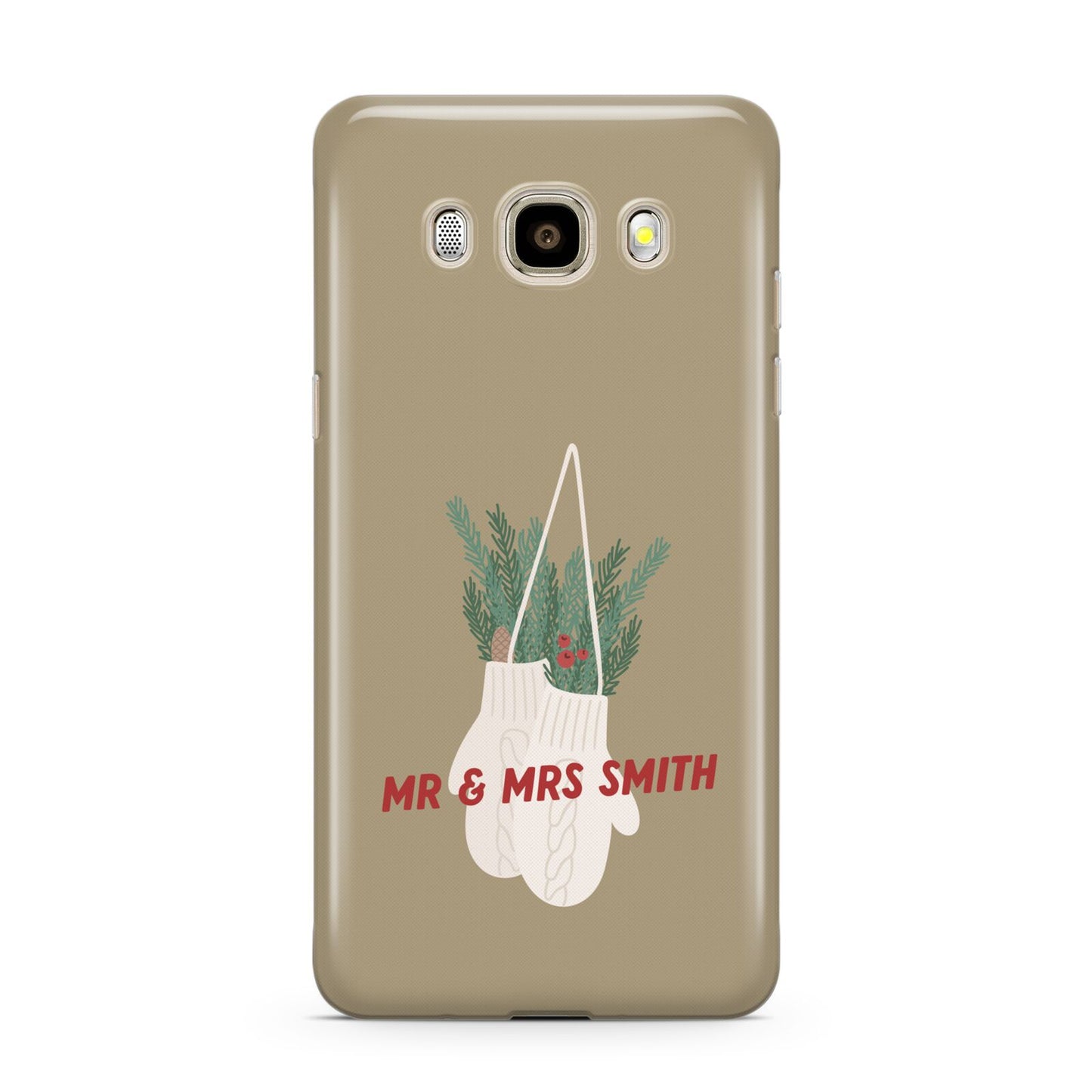 Christmas Mittens Pattern Samsung Galaxy J7 2016 Case on gold phone