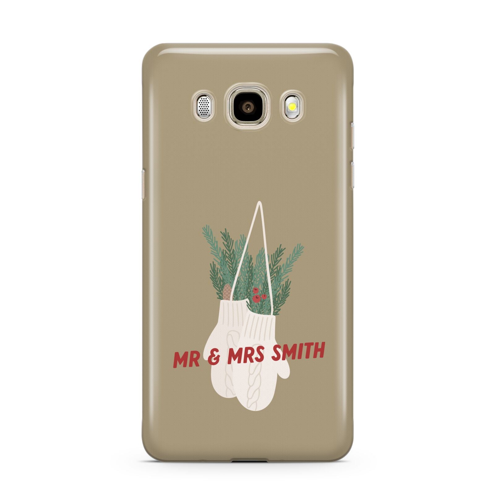 Christmas Mittens Pattern Samsung Galaxy J7 2016 Case on gold phone