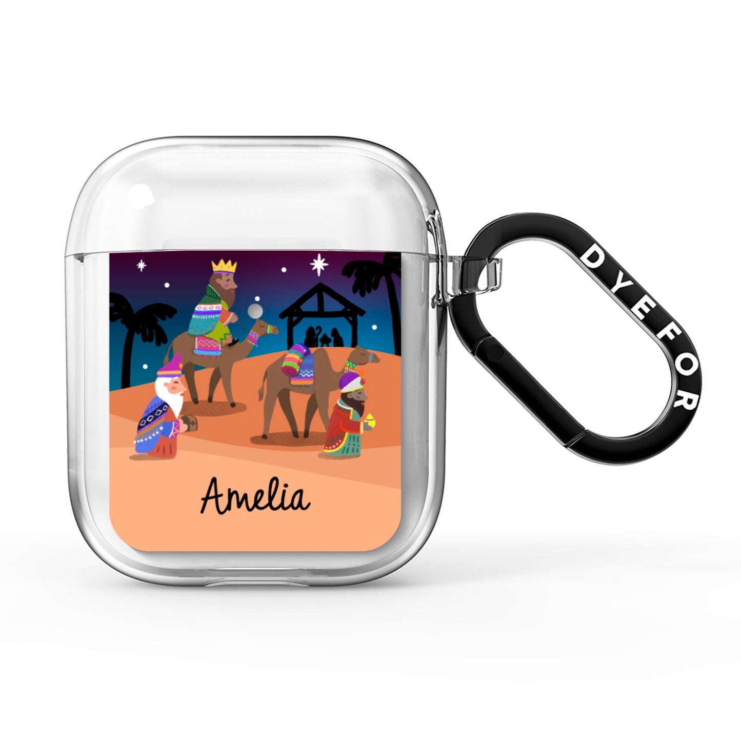 Christmas Nativity Scene with Name AirPods Clear Case