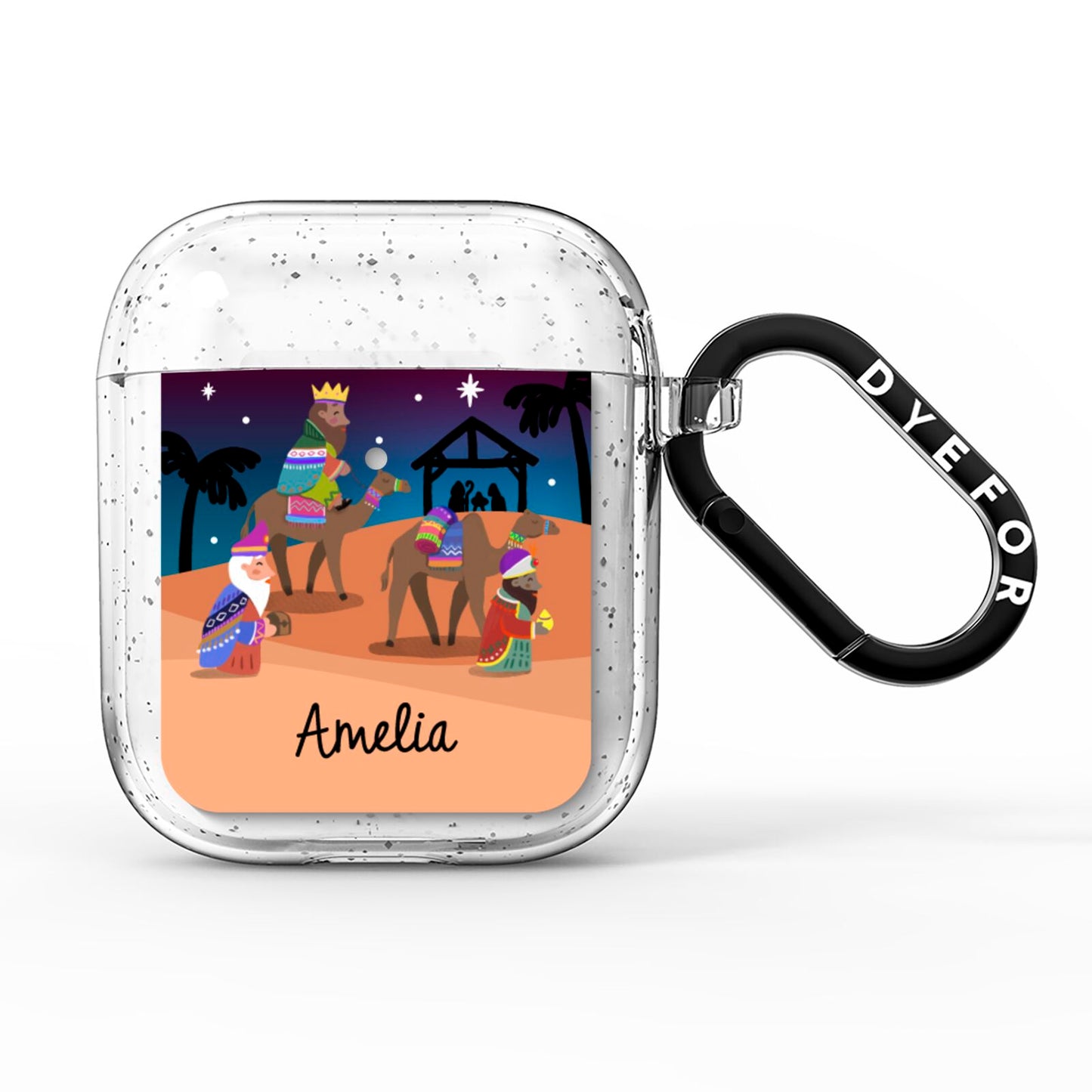 Christmas Nativity Scene with Name AirPods Glitter Case