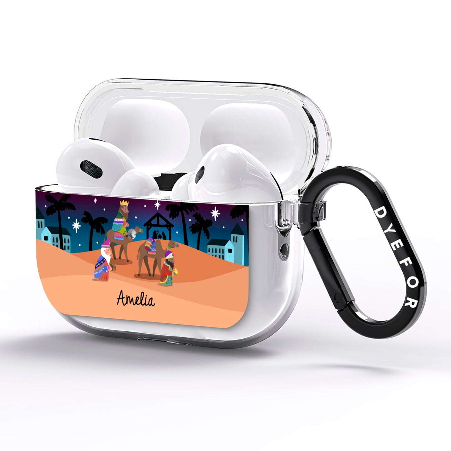 Christmas Nativity Scene with Name AirPods Pro Clear Case Side Image