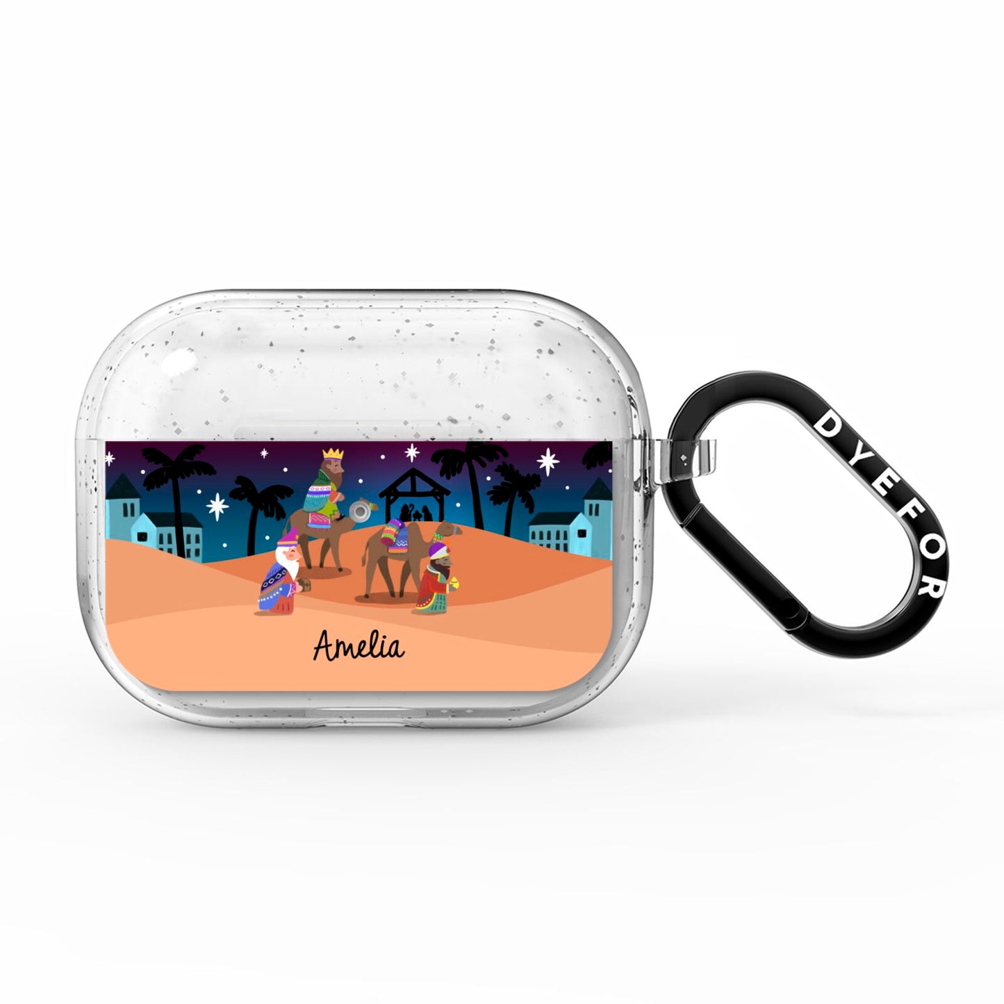 Christmas Nativity Scene with Name AirPods Pro Glitter Case