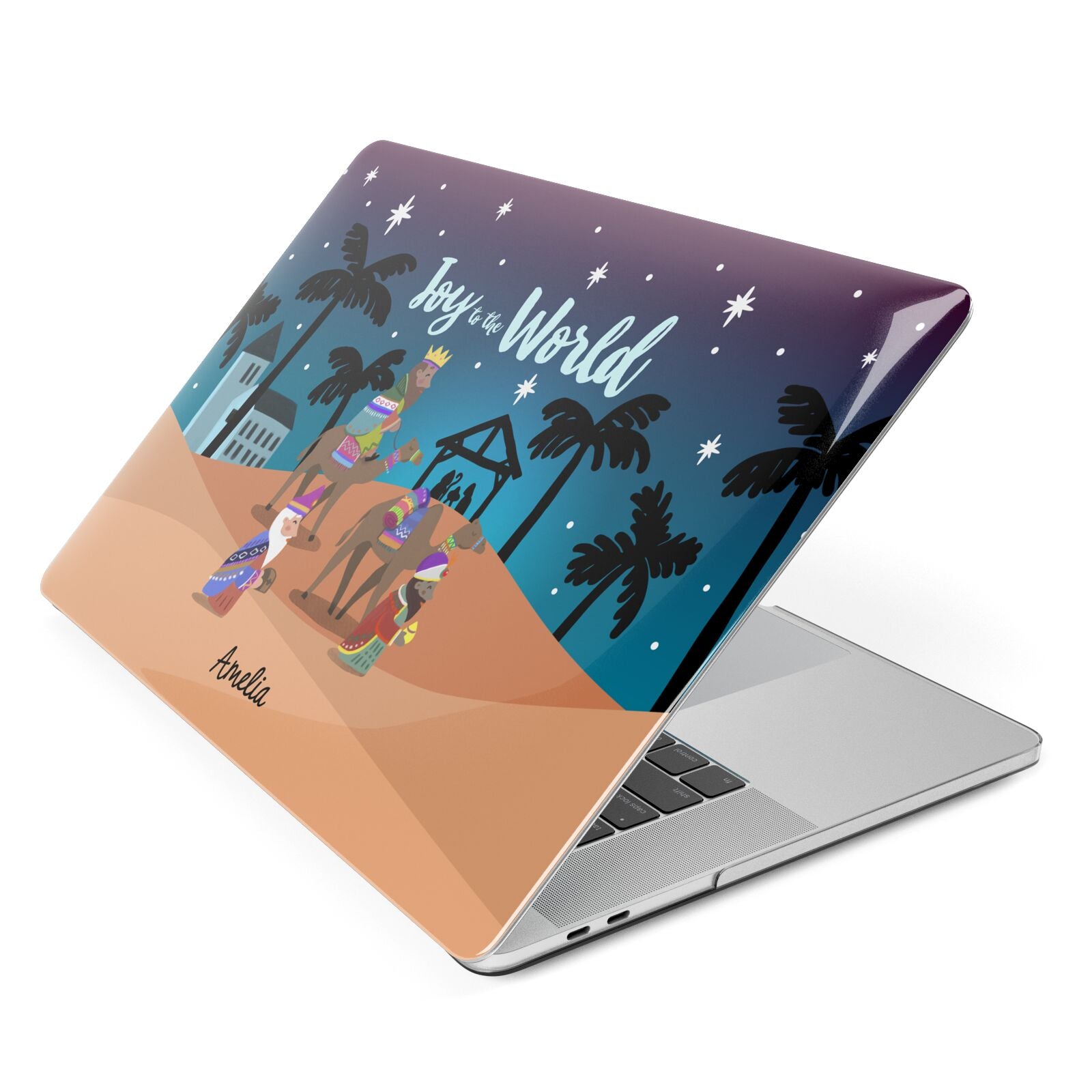 Christmas Nativity Scene with Name Apple MacBook Case Side View