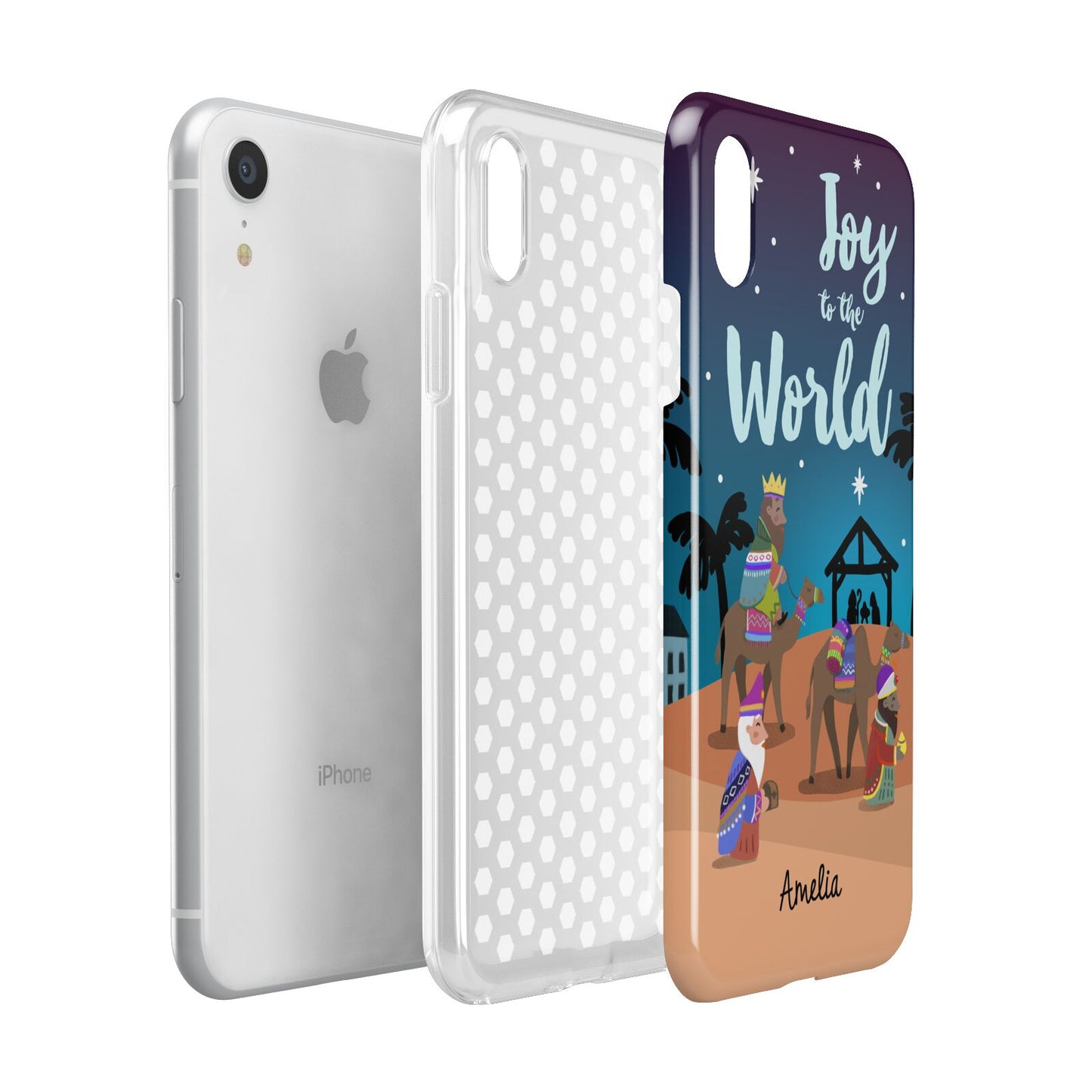 Christmas Nativity Scene with Name Apple iPhone XR White 3D Tough Case Expanded view