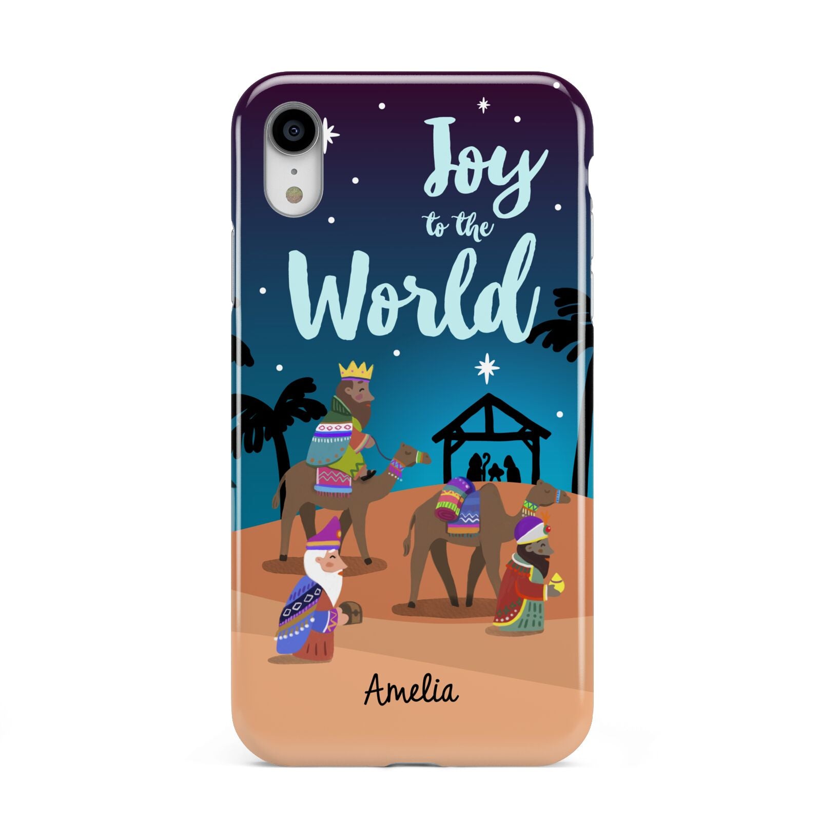 Christmas Nativity Scene with Name Apple iPhone XR White 3D Tough Case