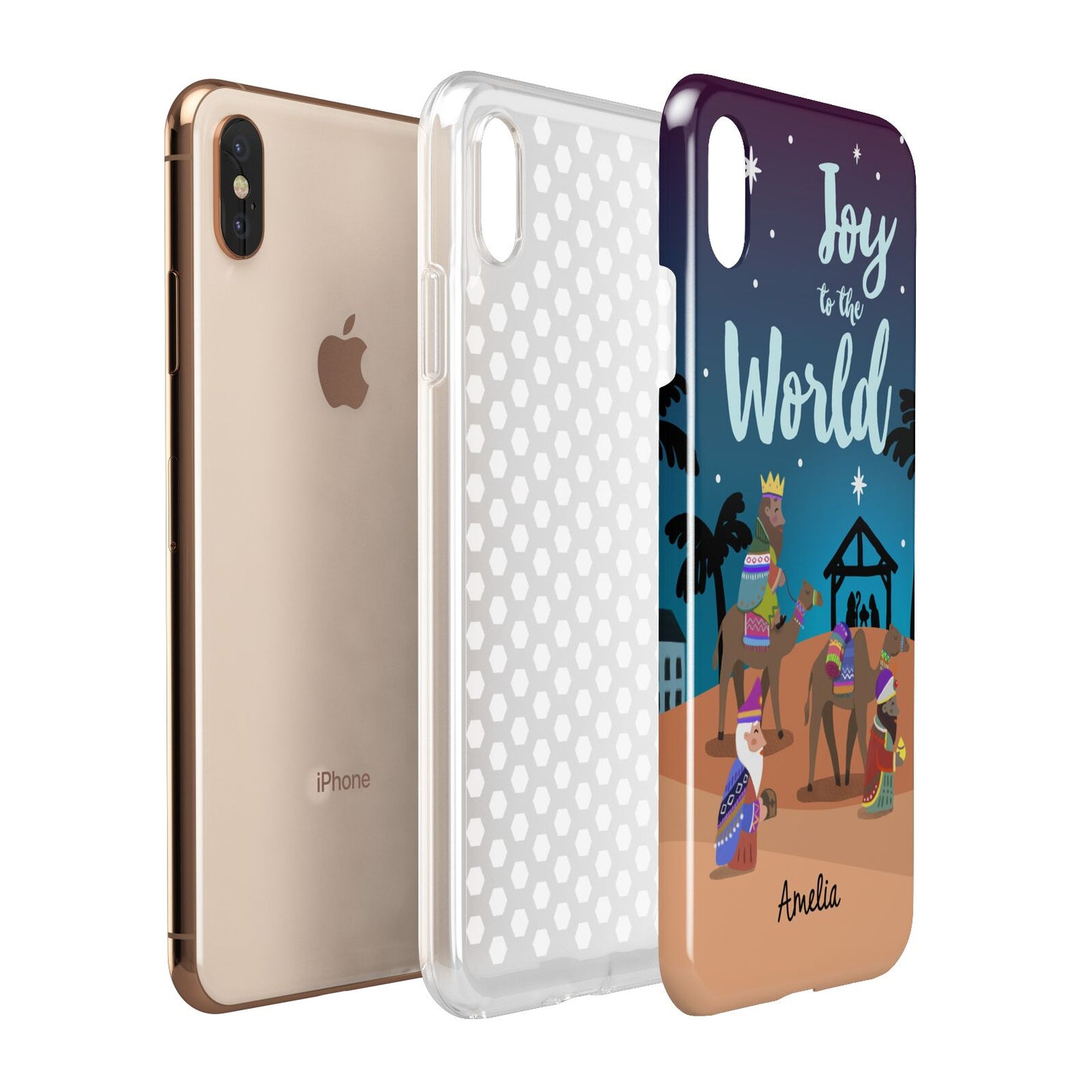 Christmas Nativity Scene with Name Apple iPhone Xs Max 3D Tough Case Expanded View