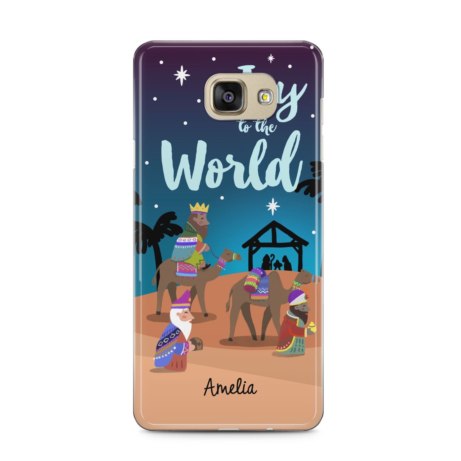 Christmas Nativity Scene with Name Samsung Galaxy A5 2016 Case on gold phone