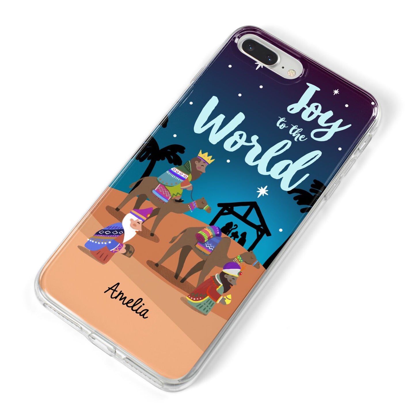 Christmas Nativity Scene with Name iPhone 8 Plus Bumper Case on Silver iPhone Alternative Image