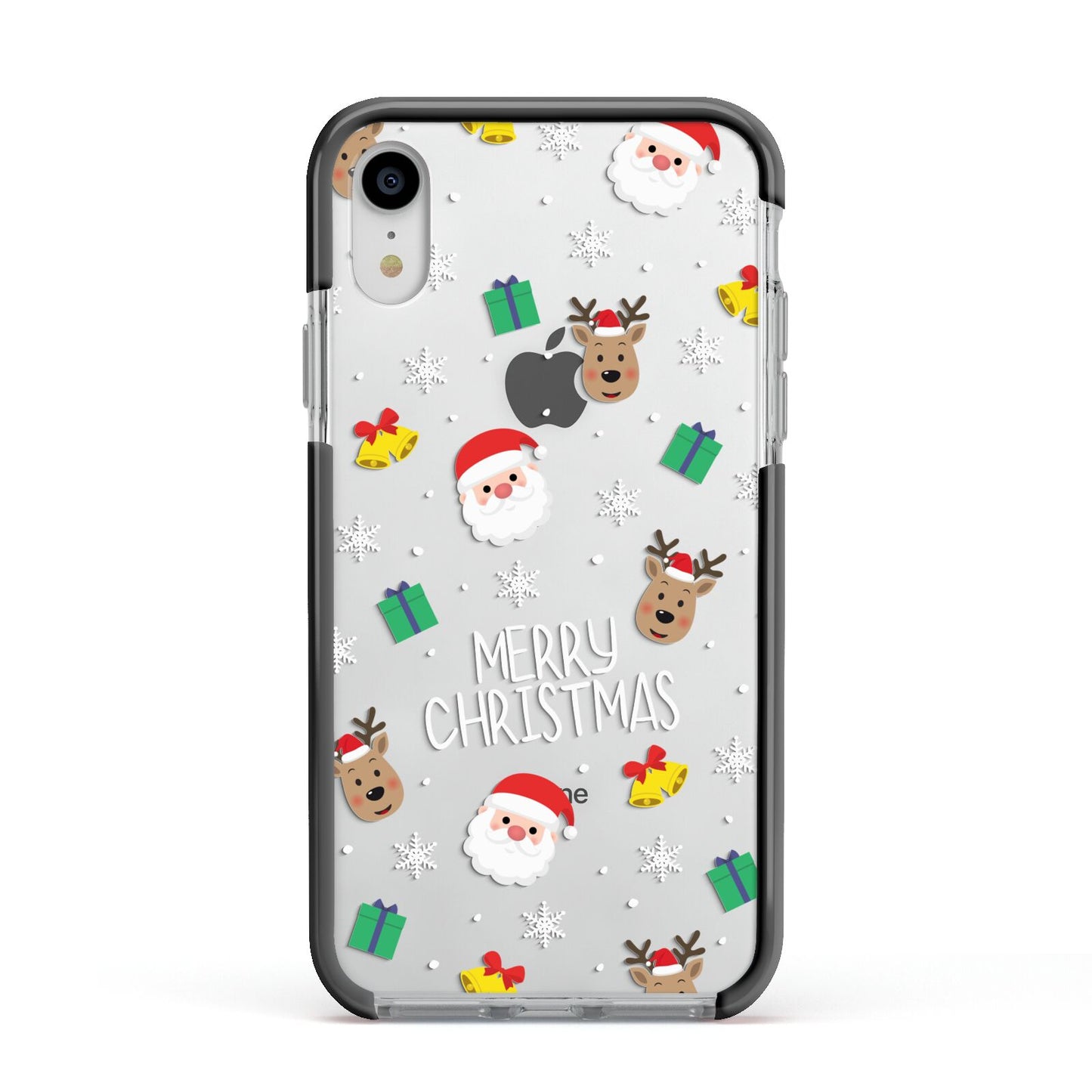 Christmas Pattern Apple iPhone XR Impact Case Black Edge on Silver Phone