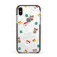 Christmas Pattern Apple iPhone Xs Impact Case Black Edge on Silver Phone