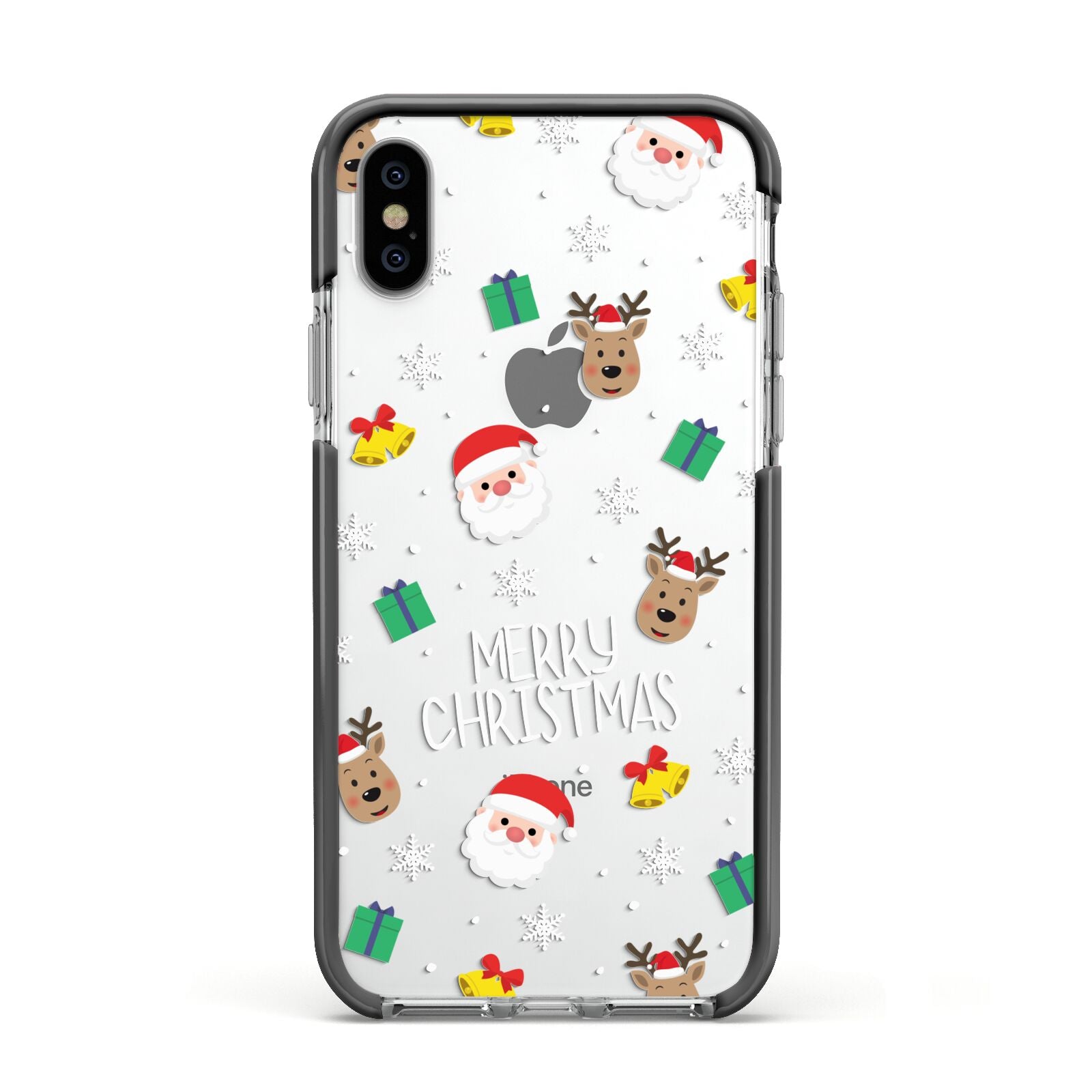 Christmas Pattern Apple iPhone Xs Impact Case Black Edge on Silver Phone