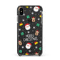Christmas Pattern Apple iPhone Xs Max Impact Case Black Edge on Black Phone