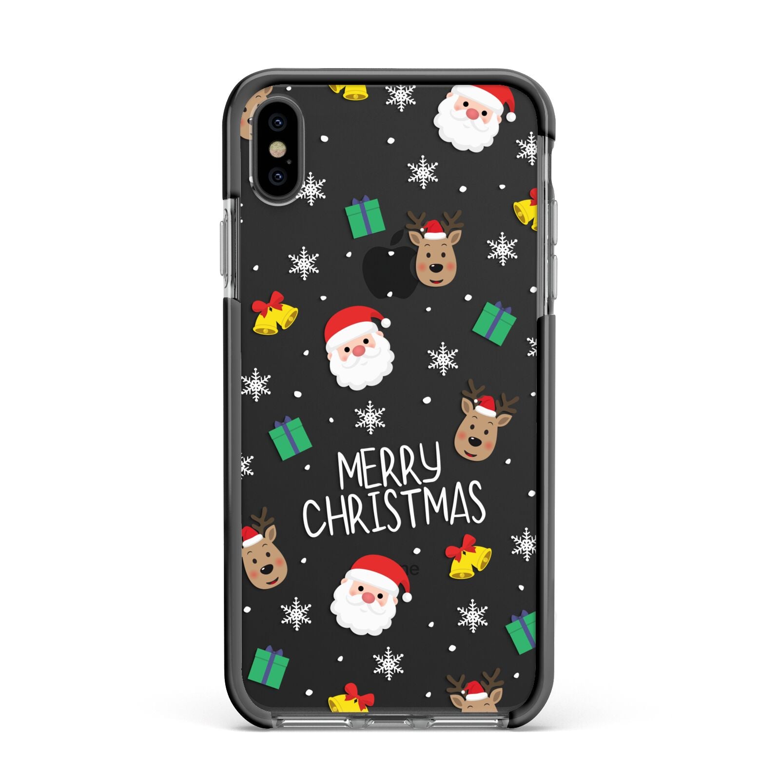Christmas Pattern Apple iPhone Xs Max Impact Case Black Edge on Black Phone