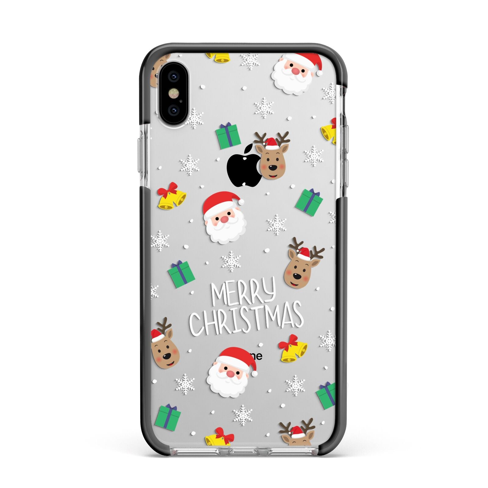 Christmas Pattern Apple iPhone Xs Max Impact Case Black Edge on Silver Phone