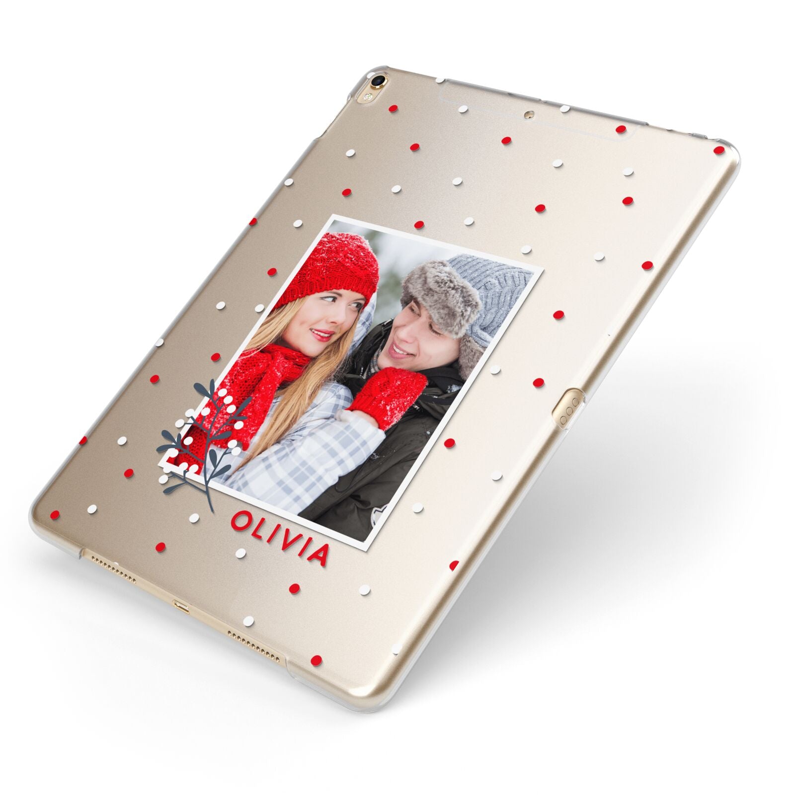 Christmas Personalised Photo Apple iPad Case on Gold iPad Side View