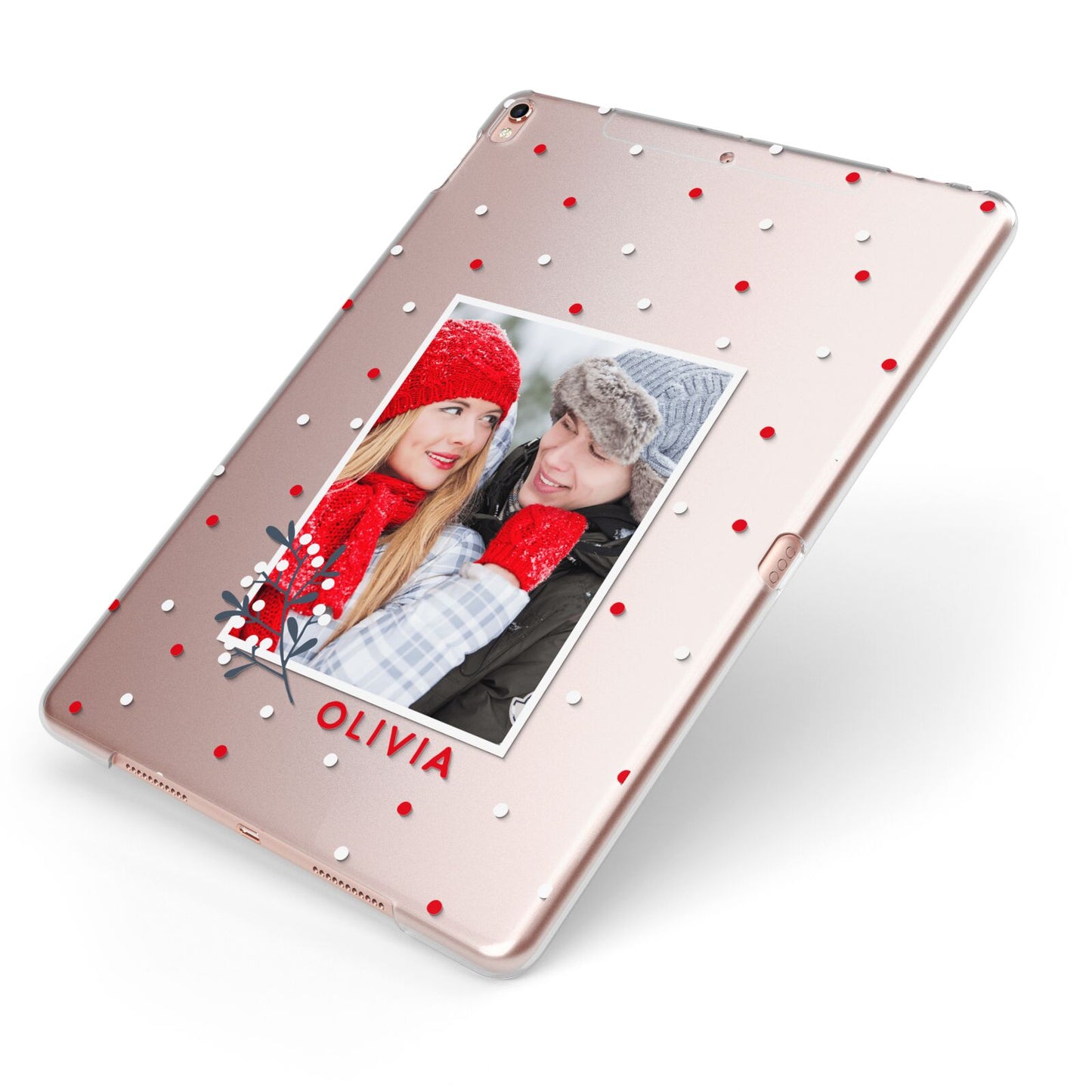 Christmas Personalised Photo Apple iPad Case on Rose Gold iPad Side View