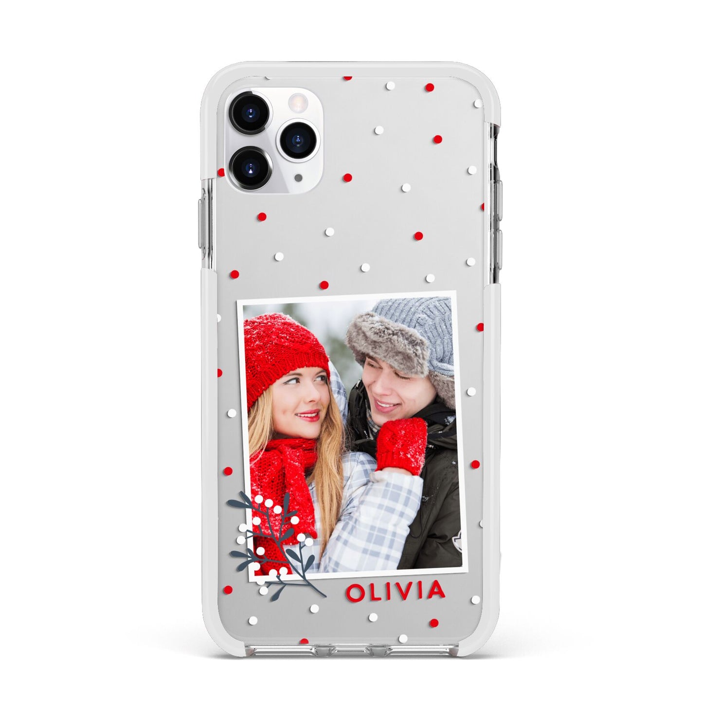 Christmas Personalised Photo Apple iPhone 11 Pro Max in Silver with White Impact Case