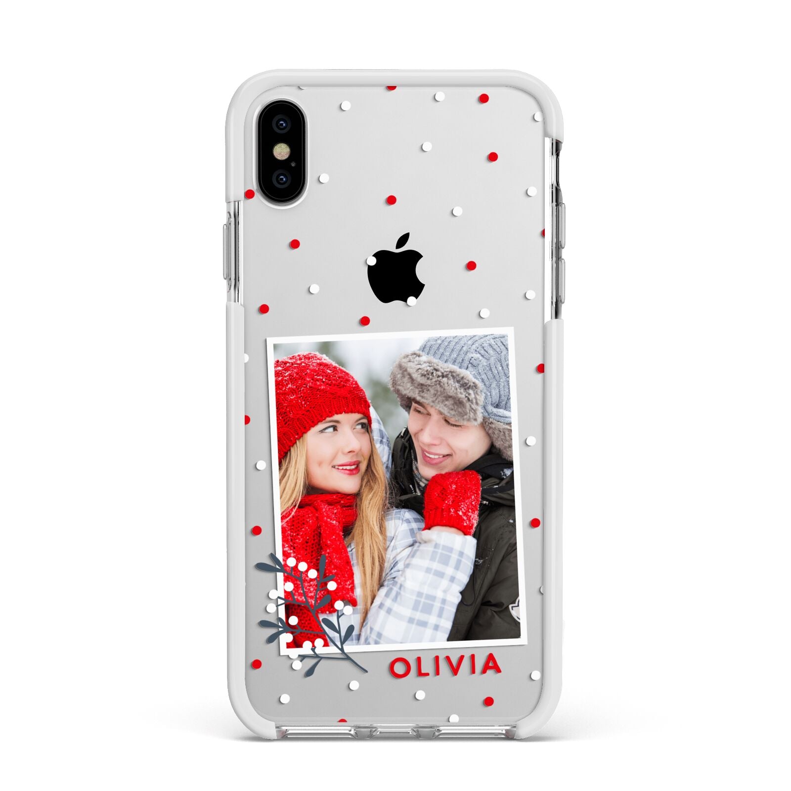 Christmas Personalised Photo Apple iPhone Xs Max Impact Case White Edge on Silver Phone