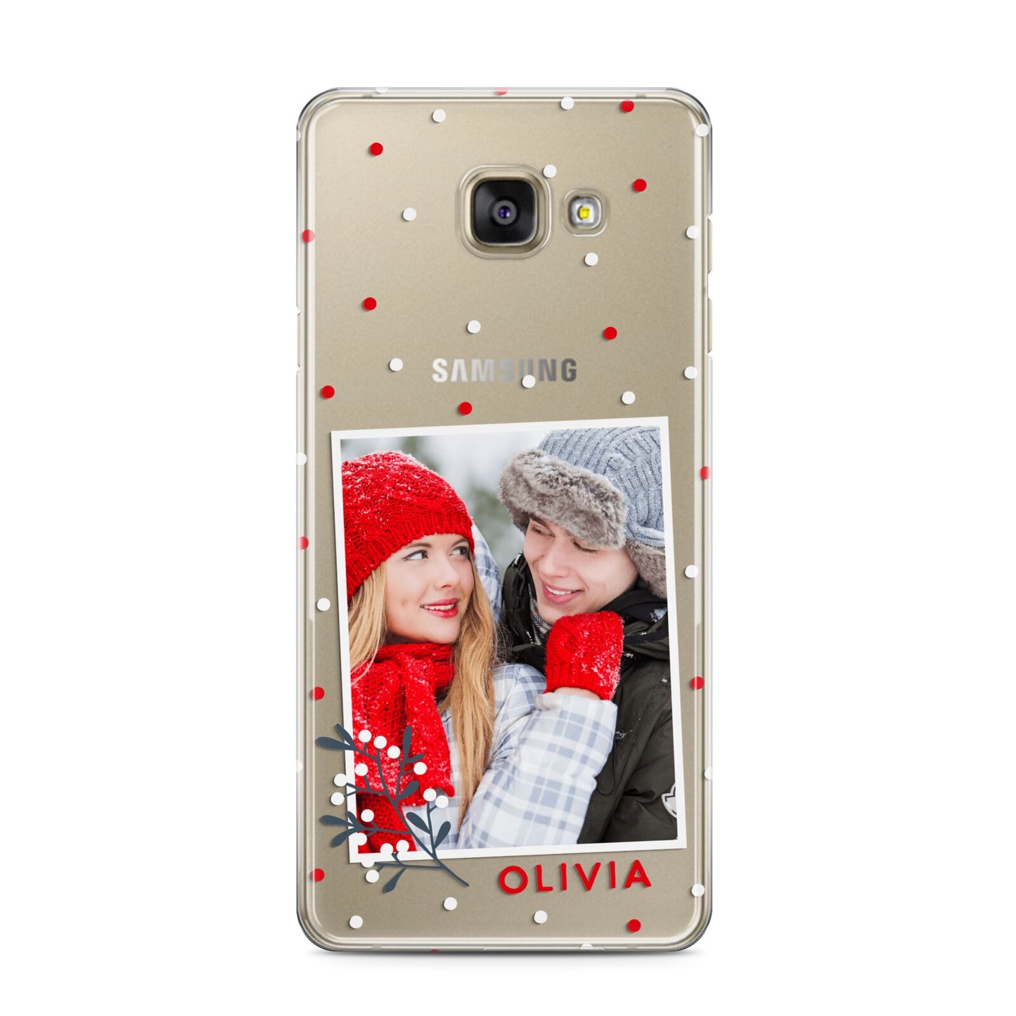 Christmas Personalised Photo Samsung Galaxy A3 2016 Case on gold phone