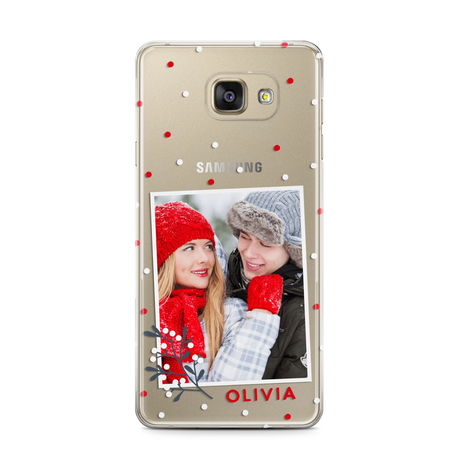 Christmas Personalised Photo Samsung Galaxy A7 2016 Case on gold phone