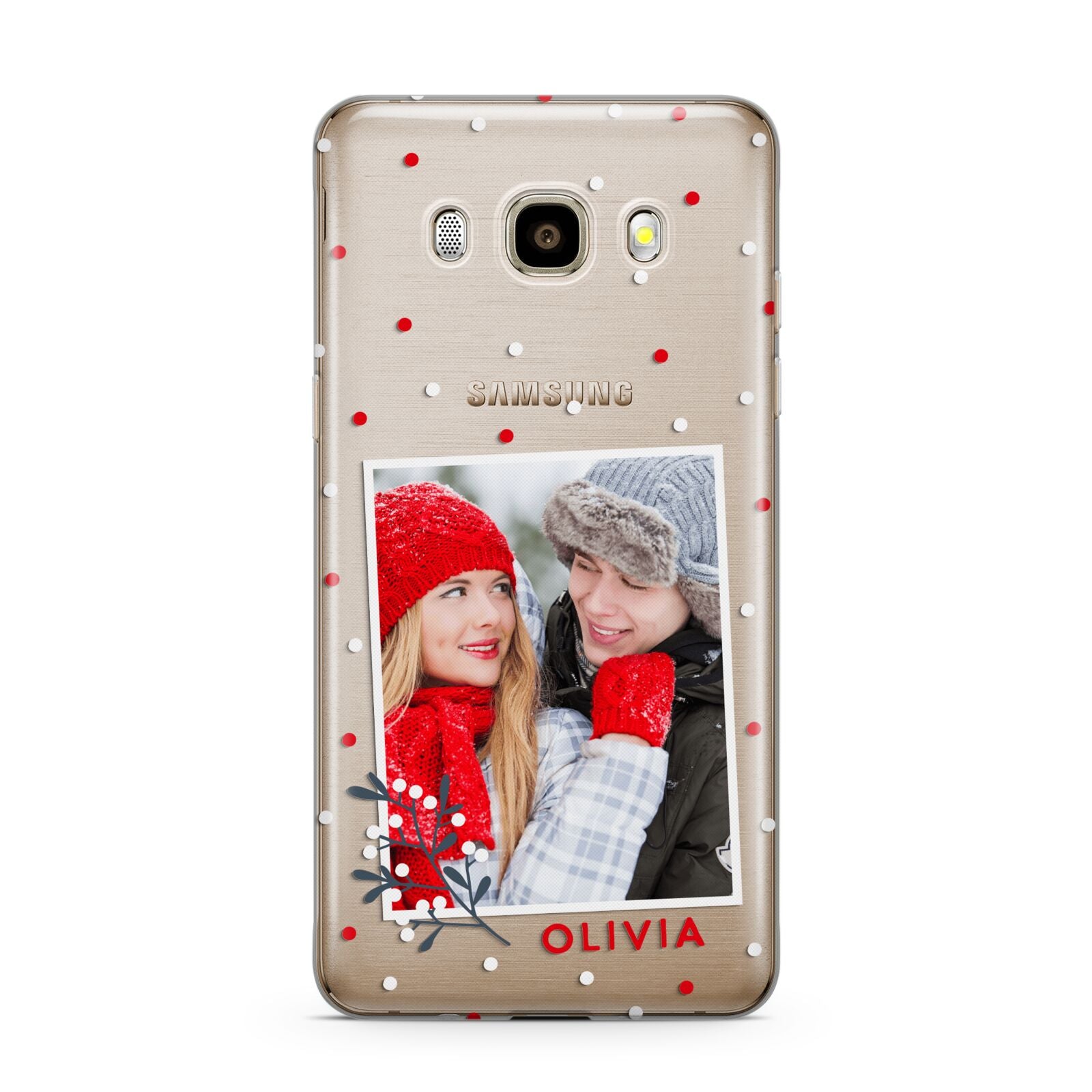Christmas Personalised Photo Samsung Galaxy J7 2016 Case on gold phone