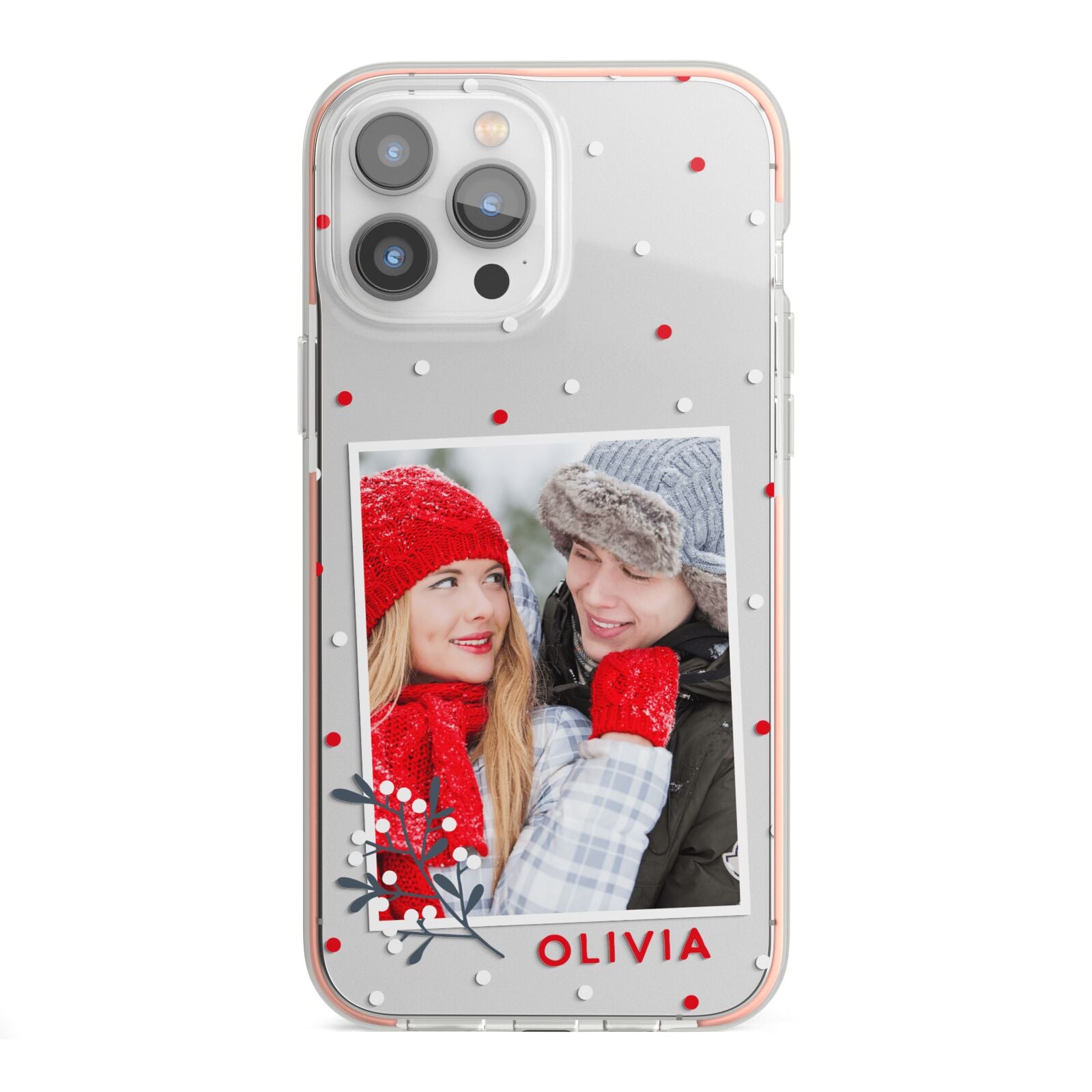 Christmas Personalised Photo iPhone 13 Pro Max TPU Impact Case with Pink Edges