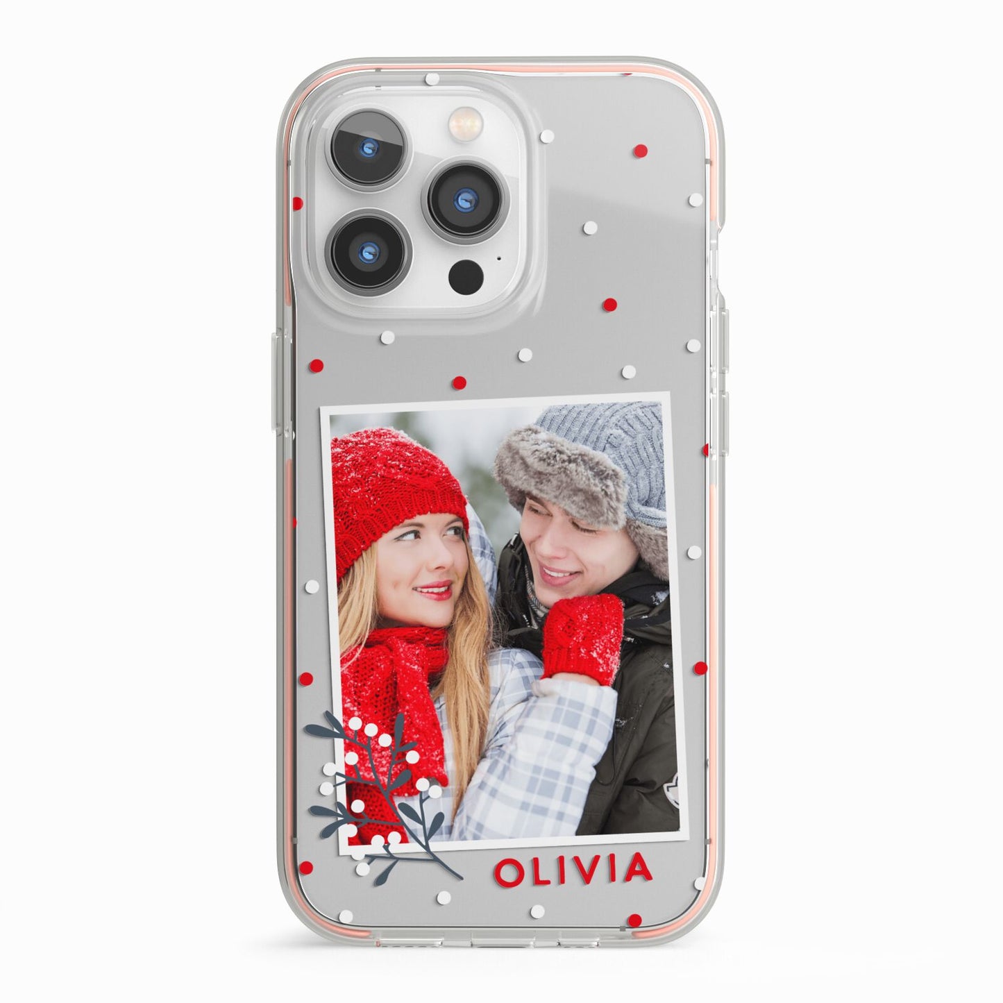 Christmas Personalised Photo iPhone 13 Pro TPU Impact Case with Pink Edges