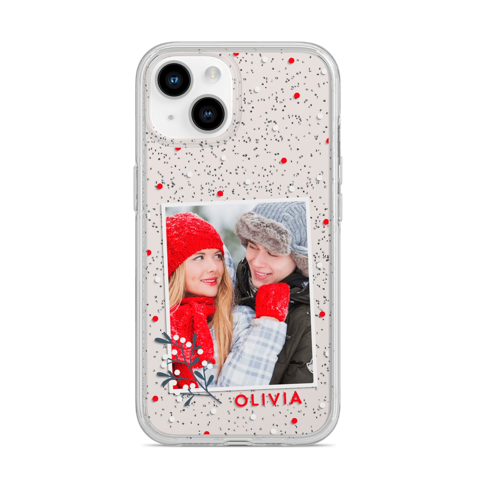 Christmas Personalised Photo iPhone 14 Glitter Tough Case Starlight