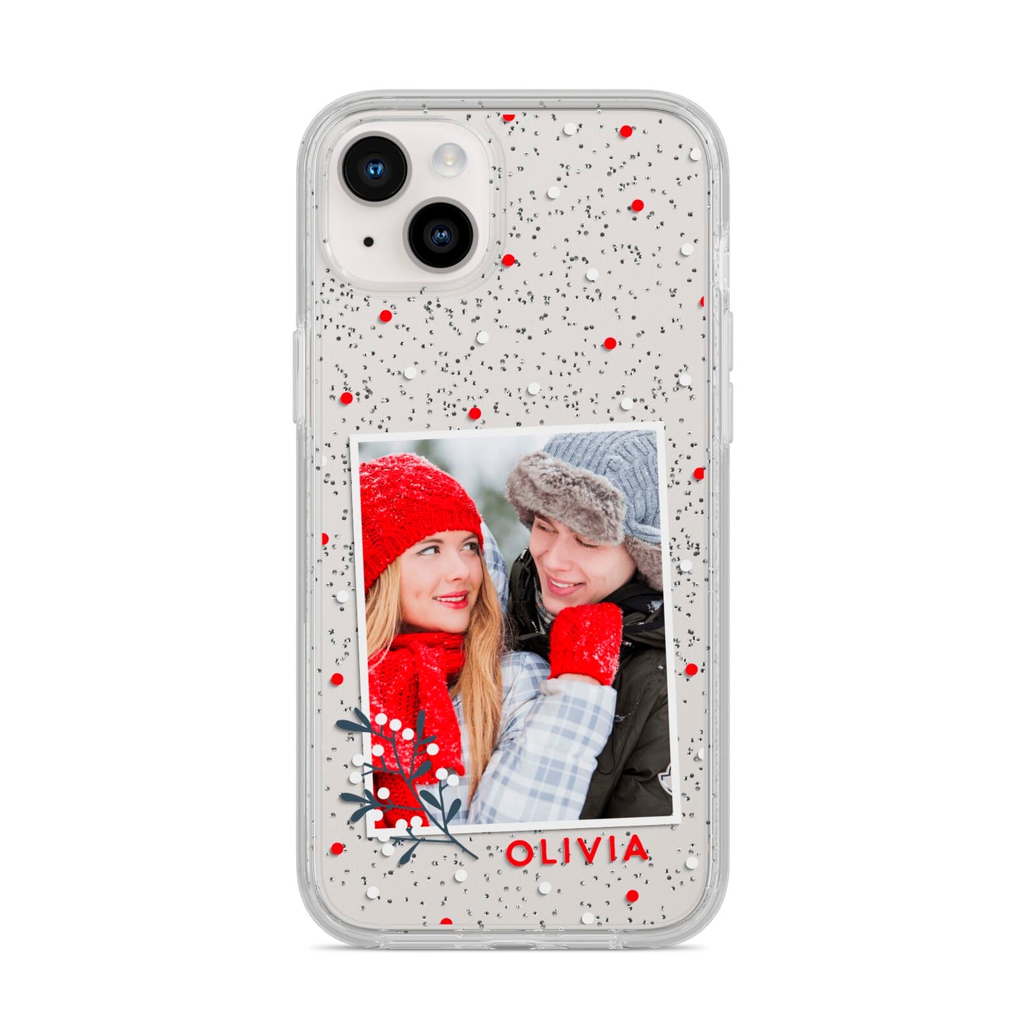 Christmas Personalised Photo iPhone 14 Plus Glitter Tough Case Starlight