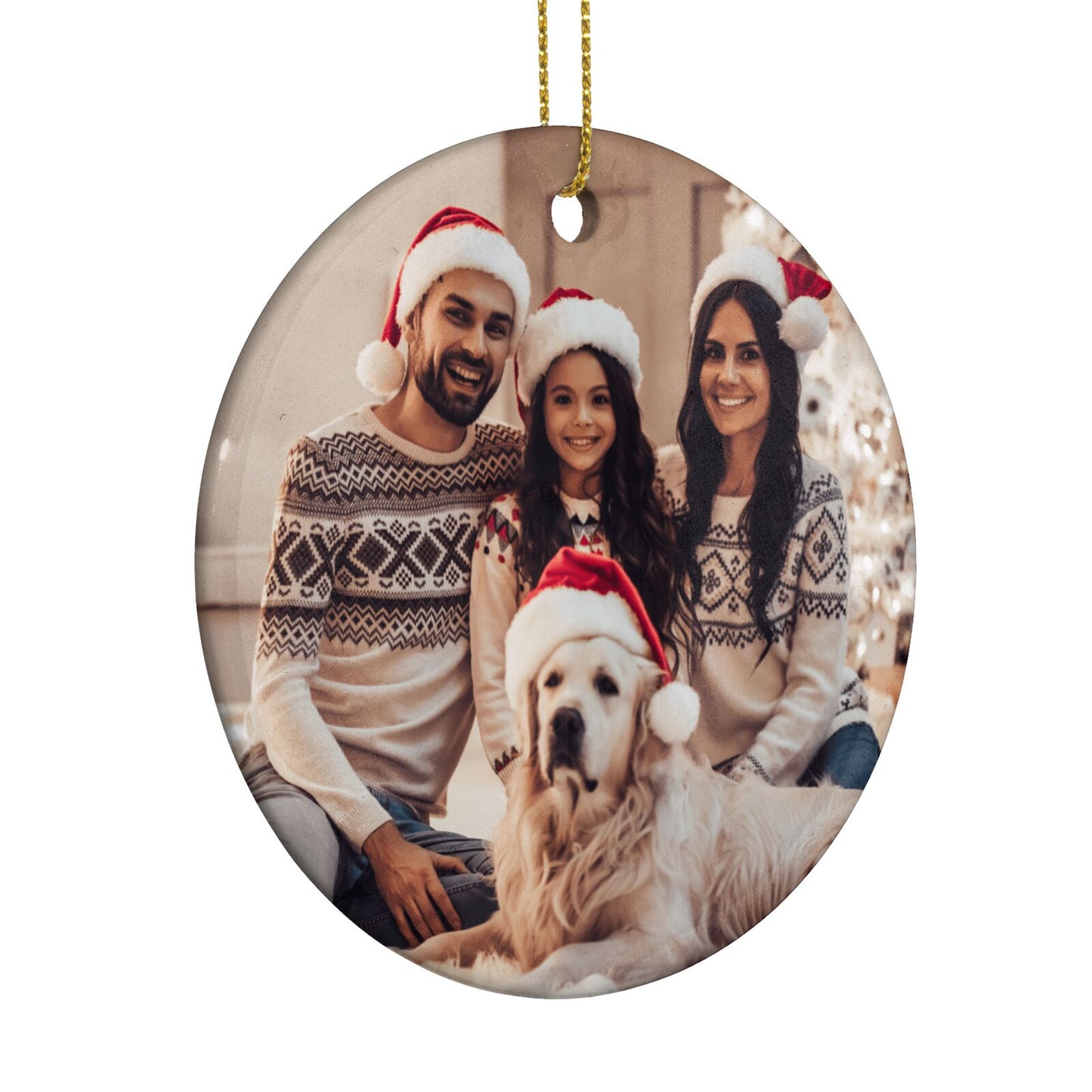 Christmas Photo Upload Circle Decoration Side Angle
