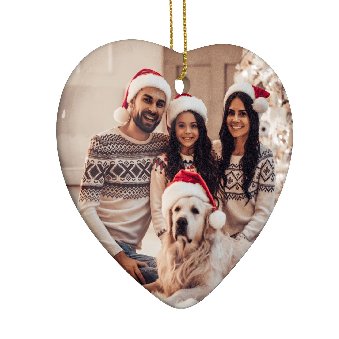 Christmas Photo Upload Heart Decoration Side Angle