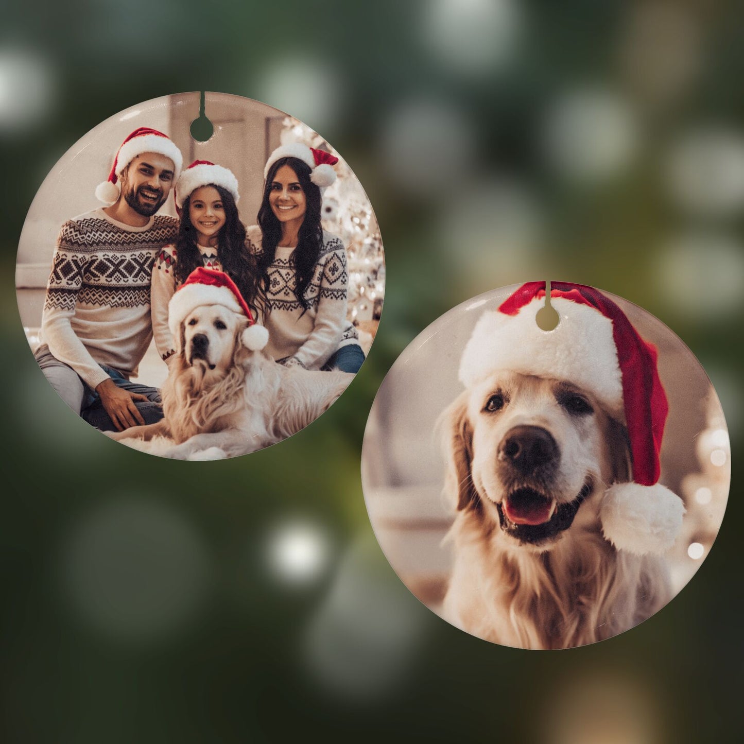 Christmas Photo Upload Round Decoration on Christmas Background