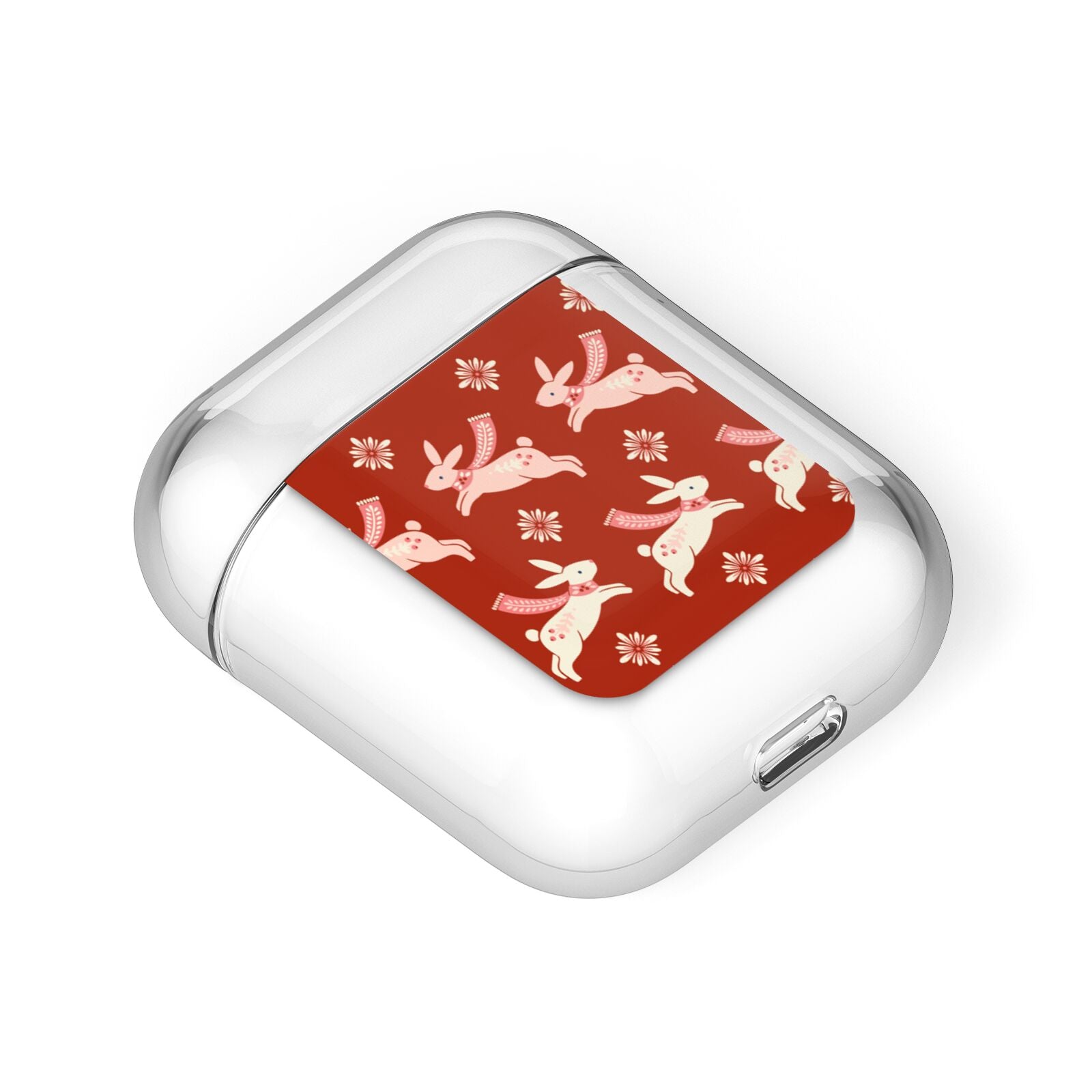 Christmas Rabbit AirPods Case Laid Flat
