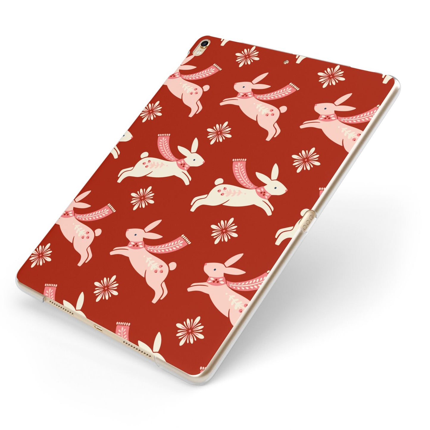 Christmas Rabbit Apple iPad Case on Gold iPad Side View