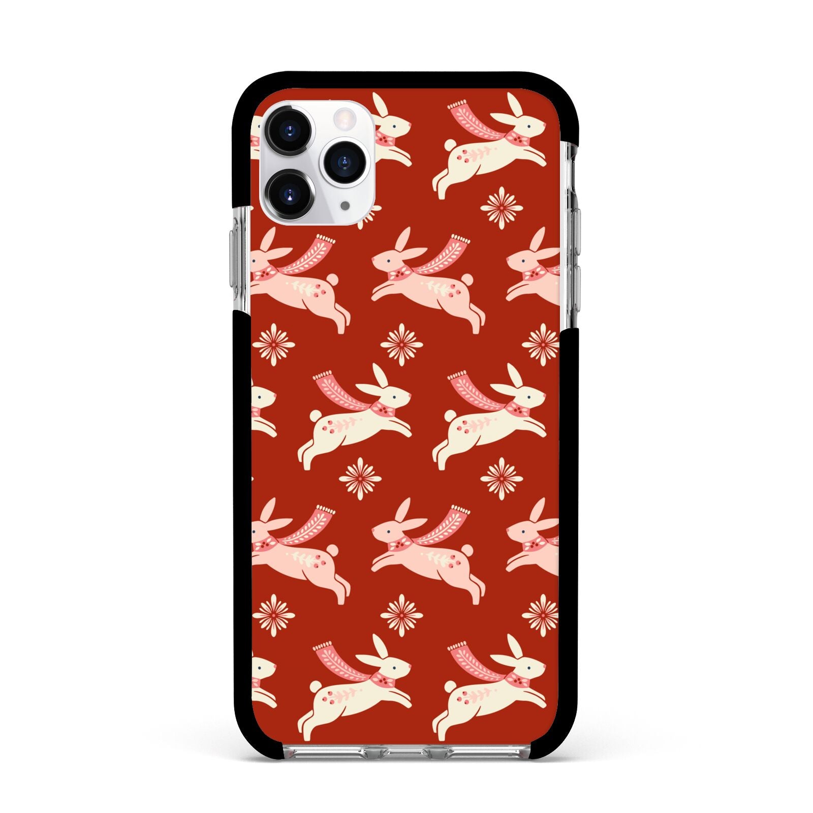 Christmas Rabbit Apple iPhone 11 Pro Max in Silver with Black Impact Case