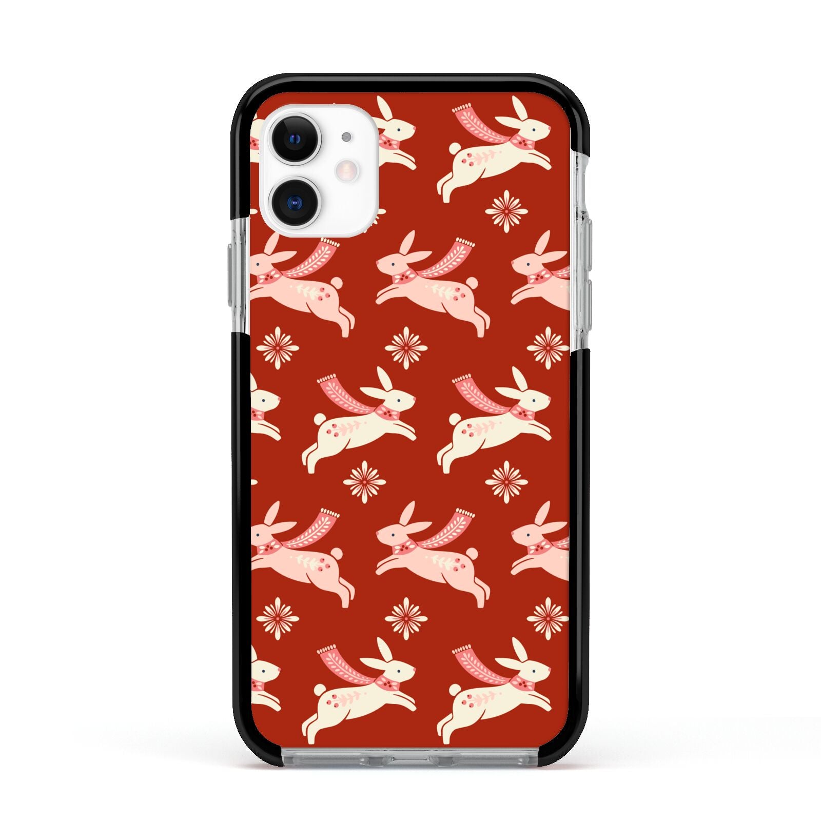 Christmas Rabbit Apple iPhone 11 in White with Black Impact Case