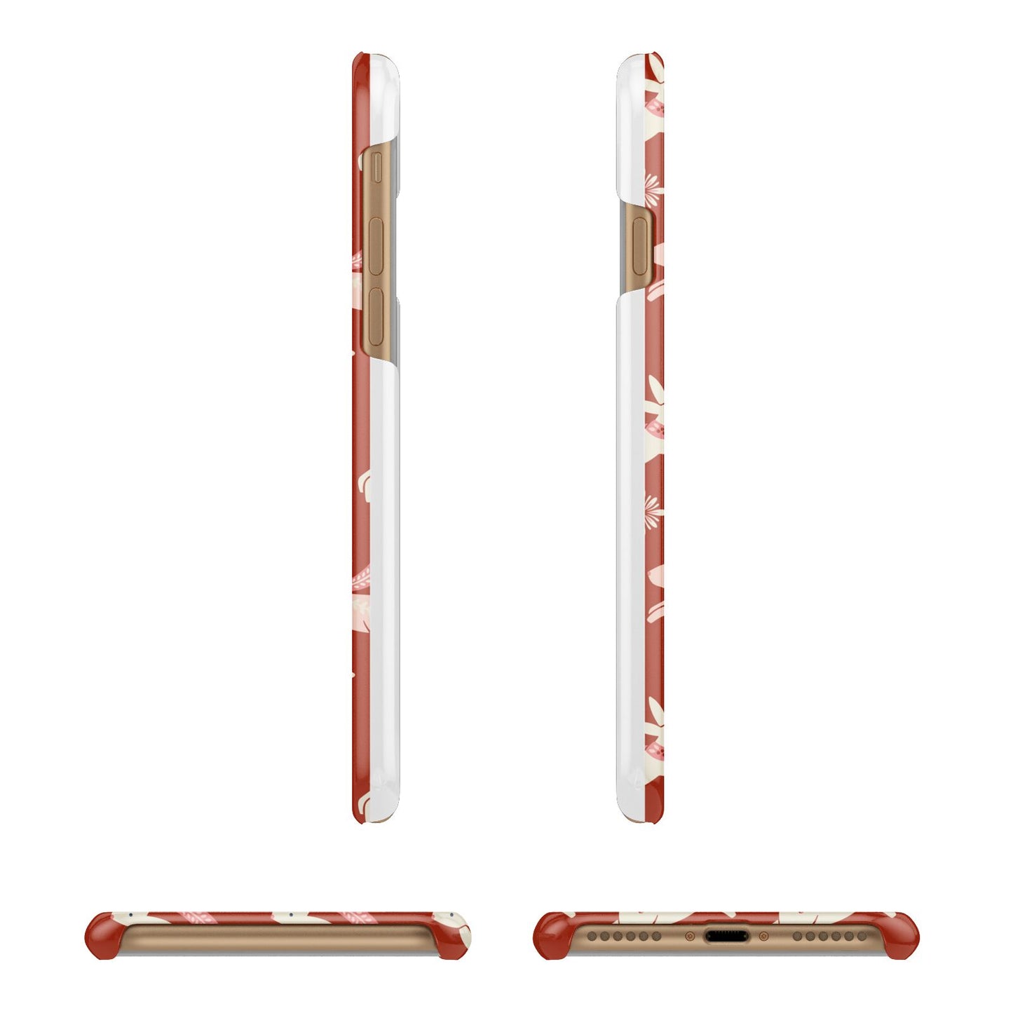 Christmas Rabbit Apple iPhone 7 8 3D Wrap Snap Case Angled Images