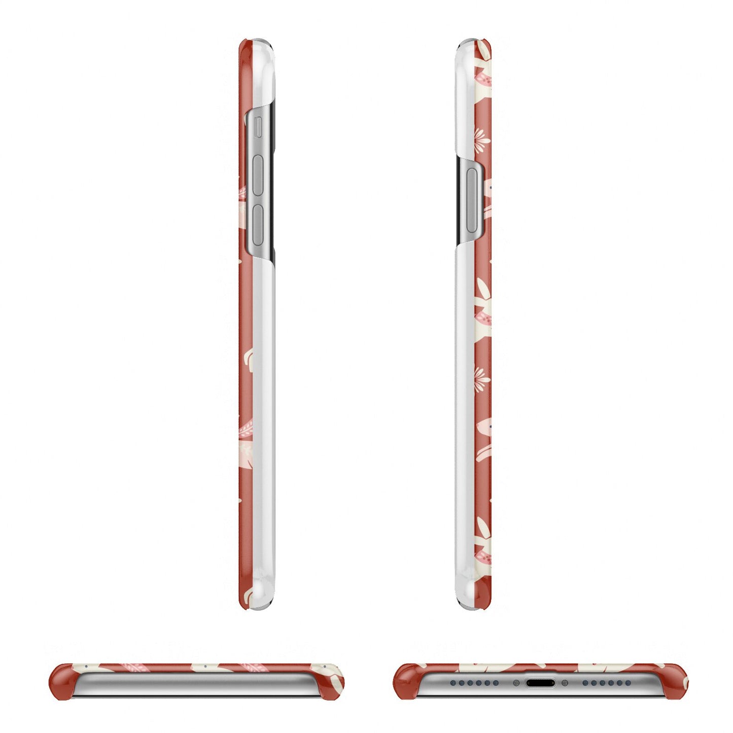 Christmas Rabbit Apple iPhone XR 3D Wrap Snap Case Angled Images on White Phone