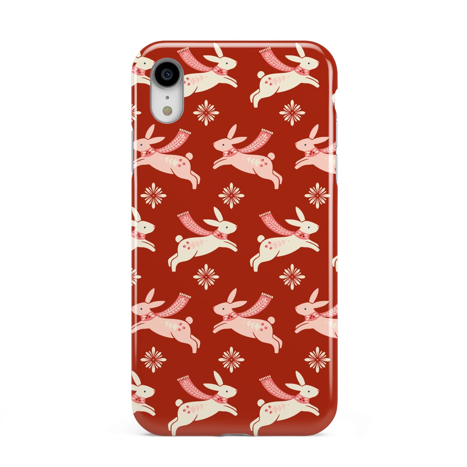 Christmas Rabbit Apple iPhone XR White 3D Tough Case