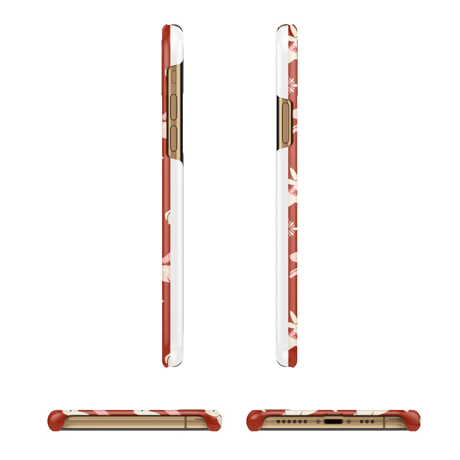 Christmas Rabbit Apple iPhone Xs 3D Wrap Snap Case Angled Images